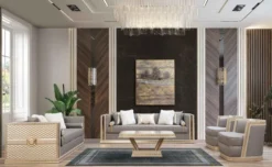 Casa Padrino Luxus Art Deco Sessel Silber / Cremefarben / Gold - Handgefertigter Wohnzimmer Sessel - Art Deco Wohnzimmer Möbel