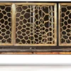 Casa Padrino Luxus Art Deco Sideboard Schwarz / Gold / Messing 204 x 52,5 x H. 96 cm - Verspiegelter Massivholz Schrank mit 3 Türen - Art Deco Möbel - Luxus Möbel