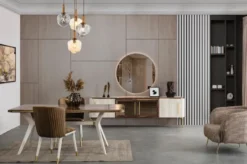 Casa Padrino Luxus Art Deco Sideboard Braun / Weiß / Gold 235 x 48 x H. 76 cm - Edler Schrank mit 4 Türen - Art Deco Möbel