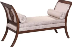 Casa Padrino Luxus Art Deco Sitzbank Silber / Dunkelbraun - Handgefertigte Massivholz Bank - Art Deco Wohnzimmer Möbel