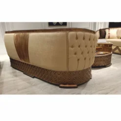 Casa Padrino Luxus Art Deco Sofa Gold / Kupfer / Grau 240 cm - Wohnzimmer Möbel