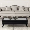 Casa Padrino Luxus Art Deco Sofa Grau / Schwarz - Handgefertigtes Wohnzimmer Sofa - Wohnzimmer Möbel - Art Deco Möbel - Luxus Möbel - Luxus Qualität - Made in Italy