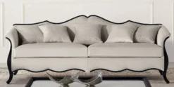 Casa Padrino Luxus Art Deco Sofa Grau / Schwarz - Handgefertigtes Wohnzimmer Sofa - Wohnzimmer Möbel - Art Deco Möbel - Luxus Möbel - Luxus Qualität - Made in Italy