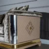 Casa Padrino Luxus Art Deco Sofa Silber / Schwarz / Beige / Gold 249 x 93 x H. 72 cm - Wohnzimmer Sofa mit dekorativen Kissen - Art Deco Wohnzimmer Möbel