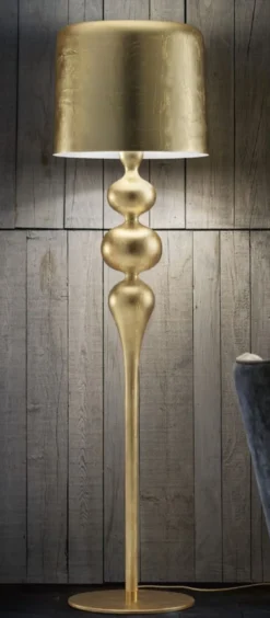 Casa Padrino Luxus Art Deco Stehleuchte Gold Ø 50 x H. 180 cm - Runde Art Deco Stehlampe mit Aluminium Lampenschirm - Luxus Stehleuchten - Luxus Qualität - Made in Italy