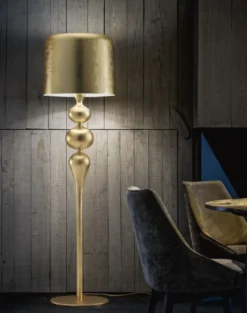 Casa Padrino Luxus Art Deco Stehleuchte Gold Ø 50 x H. 180 cm - Runde Art Deco Stehlampe mit Aluminium Lampenschirm - Luxus Stehleuchten - Luxus Qualität - Made in Italy
