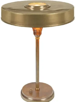 Casa Padrino Luxus Art Deco Tischleuchte Antik Messing Ø 38 x H. 53 cm - Runde Messing Schreibtischleuchte - Luxus Leuchten - Luxus Interior