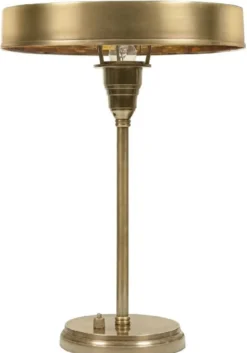 Casa Padrino Luxus Art Deco Tischleuchte Antik Messing Ø 38 x H. 53 cm - Runde Messing Schreibtischleuchte - Luxus Leuchten - Luxus Interior