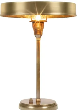 Casa Padrino Luxus Art Deco Tischleuchte Antik Messing Ø 38 x H. 53 cm - Runde Messing Schreibtischleuchte - Luxus Leuchten - Luxus Interior