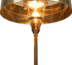 Casa Padrino Luxus Art Deco Tischleuchte Antik Messing Ø 38 x H. 53 cm - Runde Messing Schreibtischleuchte - Luxus Leuchten - Luxus Interior