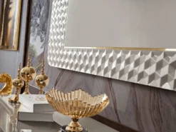 Casa Padrino Luxus Art Deco TV Schrank Set Grau / Gold - Wohnzimmer Sideboard mit LED Elektrokamin & TV Rückwand - Art Deco Möbel - Wohnzimmer Möbel - Luxus Möbel - Luxus Einrichtung