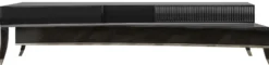 Casa Padrino Luxus Art Deco TV Schrank Schwarz / Silber 250 x 50 x H. 57 cm - Edler Fernsehschrank mit Schubladen - Art Deco Wohnzimmer Möbel
