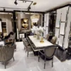 Casa Padrino Luxus Art Deco TV Schrank Set Schwarz / Weiß / Gold - Prunkvolles Wohnzimmer Sideboard mit TV Rückwand - Art Deco Wohnzimmer Möbel - Luxus Kollektion