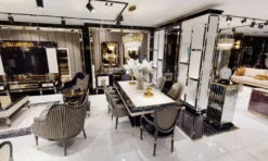 Casa Padrino Luxus Art Deco TV Schrank Set Schwarz / Weiß / Gold - Prunkvolles Wohnzimmer Sideboard mit TV Rückwand - Art Deco Wohnzimmer Möbel - Luxus Kollektion