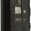 Casa Padrino Luxus Art Deco Vitrine Schwarz / Silber - Handgefertigter Massivholz Vitrinenschrank - Art Deco Wohnzimmer Möbel