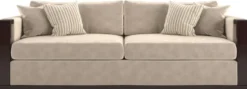 Casa Padrino Luxus Art Deco Wohnzimmer Set Beige / Dunkelbraun Hochglanz / Gold - 2 Sofas & 2 Sessel & 1 Couchtisch & 2 Beistelltische - Edle Wohnzimmer Möbel - Luxus Qualität