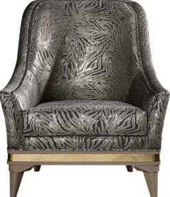 Casa Padrino Luxus Art Deco Wohnzimmer Sessel Silber / Schwarz / Beige / Gold 80 x 83 x H. 97 cm - Art Deco Wohnzimmer Möbel