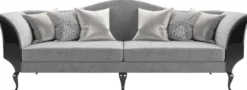 Casa Padrino Luxus Art Deco Wohnzimmer Set Grau / Schwarz / Silber - 2 Sofas & 2 Sessel & 1 Couchtisch mit Marmorplatte - Edle Art Deco Wohnzimmer Möbel