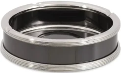 Casa Padrino Luxus Aschenbecher Silber / Schwarz Ø 18 x H. 5 cm - Runder Messing Aschenbecher - Deko Accessoires - Luxus Qualität