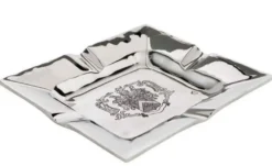 Casa Padrino Luxus Aschenbecher aus vernickeltem Metall, massive Ausführung, 19 x 16 cm
