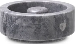 Casa Padrino Luxus Aschenbecher Grau Ø 20 x H. 7,5 cm - Runder Marmor Aschenbecher - Deko Accessoires - Luxus Qualität