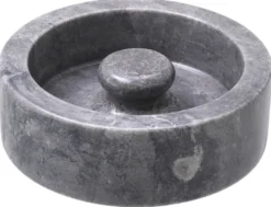 Casa Padrino Luxus Aschenbecher Grau Ø 20 x H. 7,5 cm - Runder Marmor Aschenbecher - Deko Accessoires - Luxus Qualität