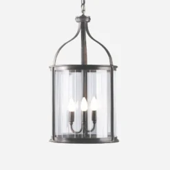 Casa Padrino Luxus Außen Hängeleuchte Laterne Rostbraun Ø 37 x H. 70 cm - Handgefertigte Laterne aus Schmiedeeisen - Luxus Kollektion - Edel & Prunkvoll