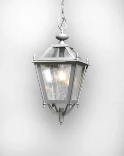 Casa Padrino Luxus Außen Hängeleuchte Laterne Grau B. 39 x H. 72 cm - Handgefertigte Laterne aus Schmiedeeisen - Luxus Kollektion - Edel & Prunkvoll