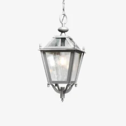 Casa Padrino Luxus Außen Hängeleuchte Laterne Grau B. 39 x H. 72 cm - Handgefertigte Laterne aus Schmiedeeisen - Luxus Kollektion - Edel & Prunkvoll