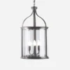 Casa Padrino Luxus Außen Hängeleuchte Laterne Rostbraun Ø 30 x H. 60 cm - Handgefertigte Laterne aus Schmiedeeisen - Luxus Kollektion - Edel & Prunkvoll