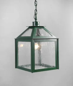 Casa Padrino Luxus Außen Hängeleuchte Laterne Grün B. 33 x H. 57 cm - Handgefertigte Laterne aus Schmiedeeisen - Luxus Kollektion - Edel & Prunkvoll