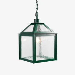 Casa Padrino Luxus Außen Hängeleuchte Laterne Grün B. 33 x H. 57 cm - Handgefertigte Laterne aus Schmiedeeisen - Luxus Kollektion - Edel & Prunkvoll