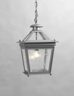 Casa Padrino Luxus Außen Hängeleuchte Laterne Grau B. 31 x H. 44 cm - Handgefertigte Laterne aus Schmiedeeisen - Luxus Kollektion - Edel & Prunkvoll