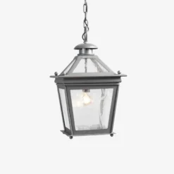 Casa Padrino Luxus Außen Hängeleuchte Laterne Grau B. 31 x H. 44 cm - Handgefertigte Laterne aus Schmiedeeisen - Luxus Kollektion - Edel & Prunkvoll