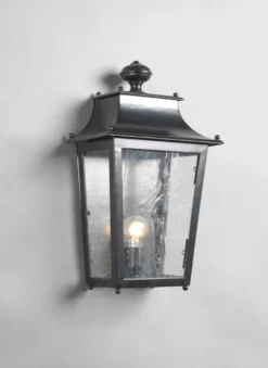 Casa Padrino Luxus Außen Laterne Schwarz B. 32 x H. 54 cm - Handgefertigte Laterne aus Schmiedeeisen - Luxus Kollektion - Edel & Prunkvoll