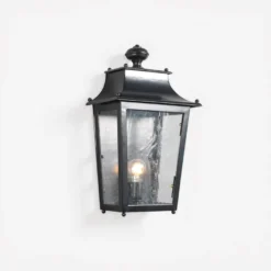 Casa Padrino Luxus Außen Laterne Schwarz B. 32 x H. 54 cm - Handgefertigte Laterne aus Schmiedeeisen - Luxus Kollektion - Edel & Prunkvoll