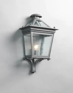 Casa Padrino Luxus Außen Laterne Grau B. 37 x H. 76 cm - Handgefertigte Laterne aus Schmiedeeisen - Luxus Kollektion - Edel & Prunkvoll