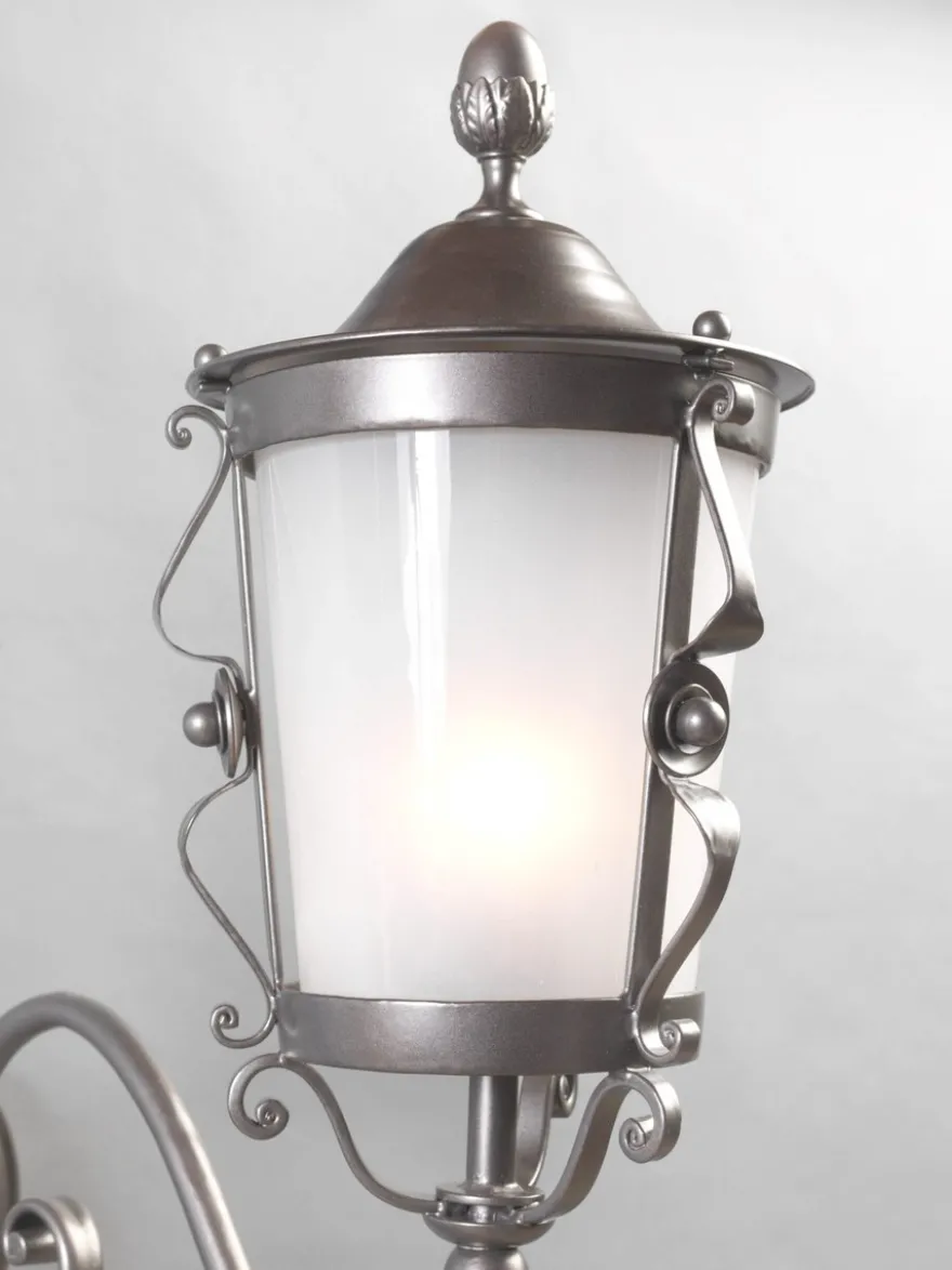 Casa Padrino Luxus Außen Laterne Grau B. 29 x H. 65 cm - Handgefertigte Laterne aus Schmiedeeisen - Luxus Kollektion - Edel & Prunkvoll