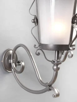 Casa Padrino Luxus Außen Laterne Grau B. 29 x H. 65 cm - Handgefertigte Laterne aus Schmiedeeisen - Luxus Kollektion - Edel & Prunkvoll
