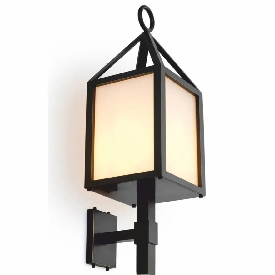 Casa Padrino Luxus Außenwandleuchte Bronze / Weiß H. 86 cm - Luxus Außenbeleuchtung