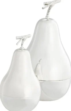 Casa Padrino Luxus Aufbewahrungsboxen Set mit Deckel in Birnenform Silber - Luxus Deko Accessoires