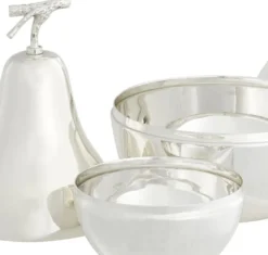 Casa Padrino Luxus Aufbewahrungsboxen Set mit Deckel in Birnenform Silber - Luxus Deko Accessoires