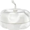 Casa Padrino Luxus Aufbewahrungsbox in Kürbisform Silber Ø 20 x H. 17,5 cm - Deko Kürbis mit Deckel