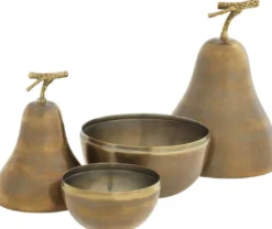 Casa Padrino Luxus Aufbewahrungsboxen Set mit Deckel in Birnenform Vintage Messing - Luxus Deko Accessoires