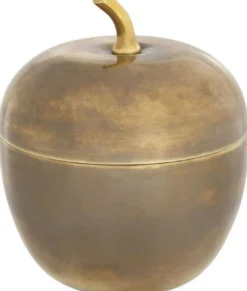 Casa Padrino Luxus Aufbewahrungsboxen Set mit Deckel in Apfelform Vintage Messing - Luxus Deko Accessoires