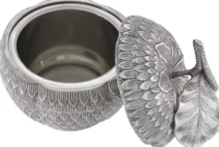 Casa Padrino Luxus Aufbewahrungsbox mit Deckel in Apfelform Antik Silber Ø 18 x H. 20 cm - Deko Accessoires