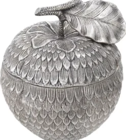 Casa Padrino Luxus Aufbewahrungsbox mit Deckel in Apfelform Antik Silber Ø 18 x H. 20 cm - Deko Accessoires