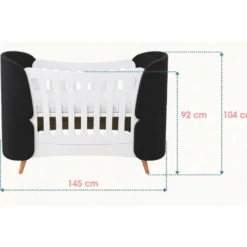 Casa Padrino Luxus Babybett Weiß / Schwarz / Naturfarben 145 cm - Baby Möbel