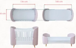 Casa Padrino Luxus Babybett Weiß / Grau / Naturfarben 145 cm