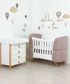 Casa Padrino Luxus Babybett Weiß / Grau / Naturfarben 145 cm